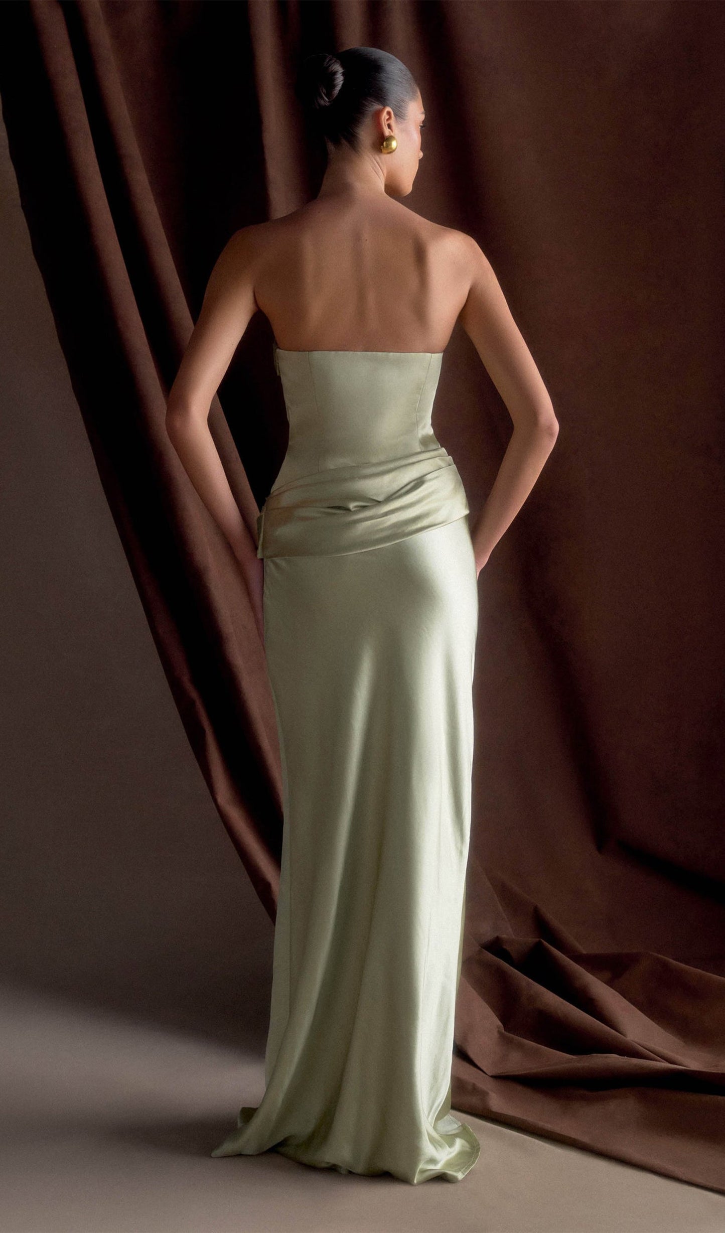 Strapless Satin Maxi Dress