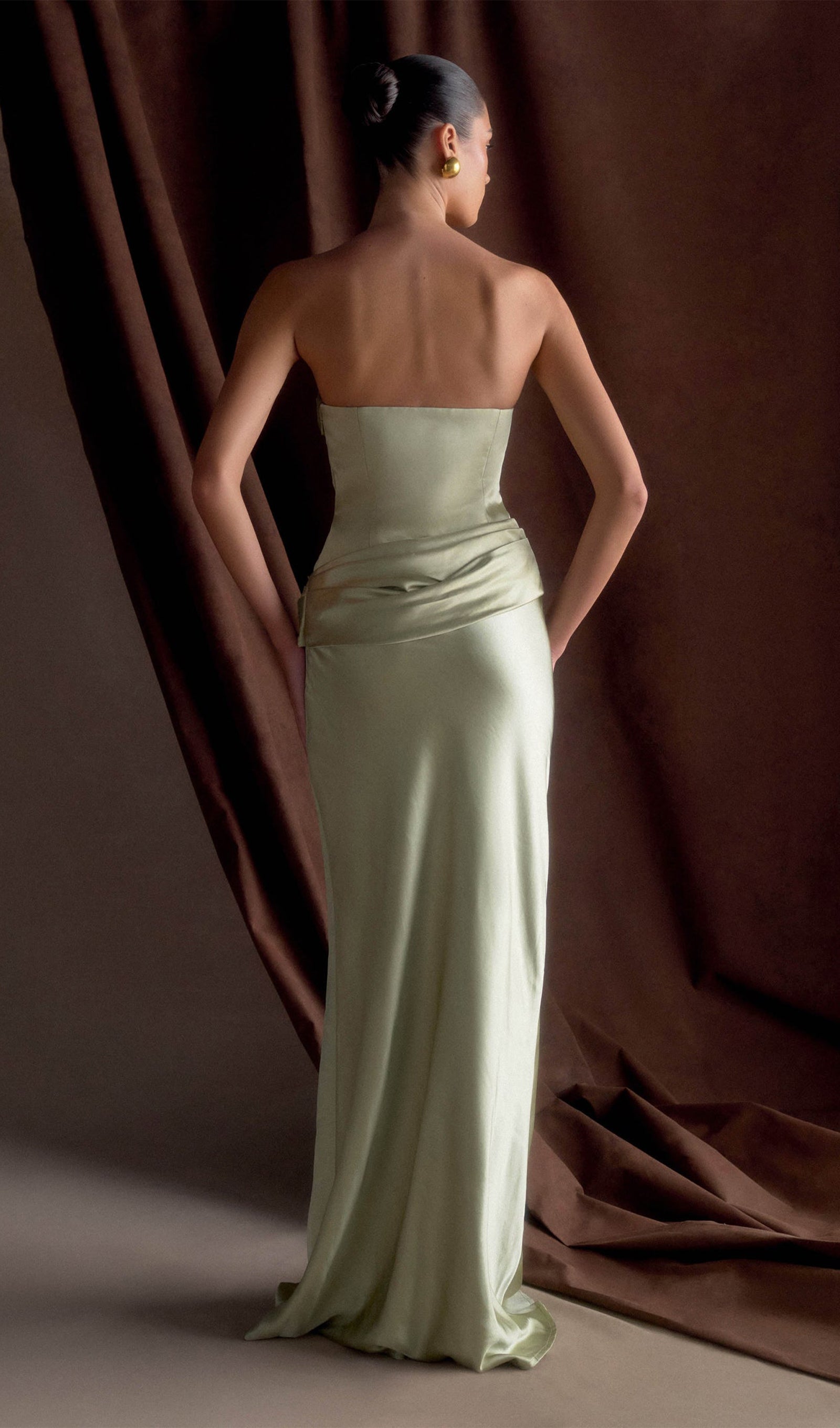 Strapless Satin Maxi Dress
