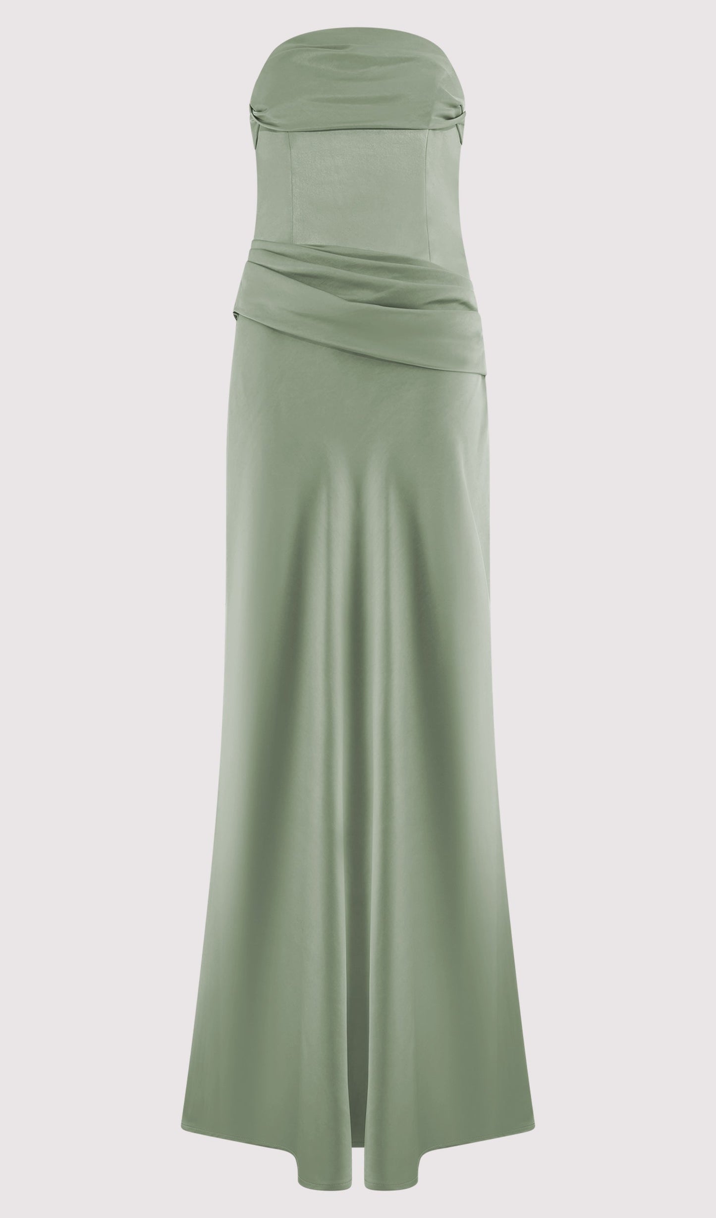 Strapless Satin Maxi Dress