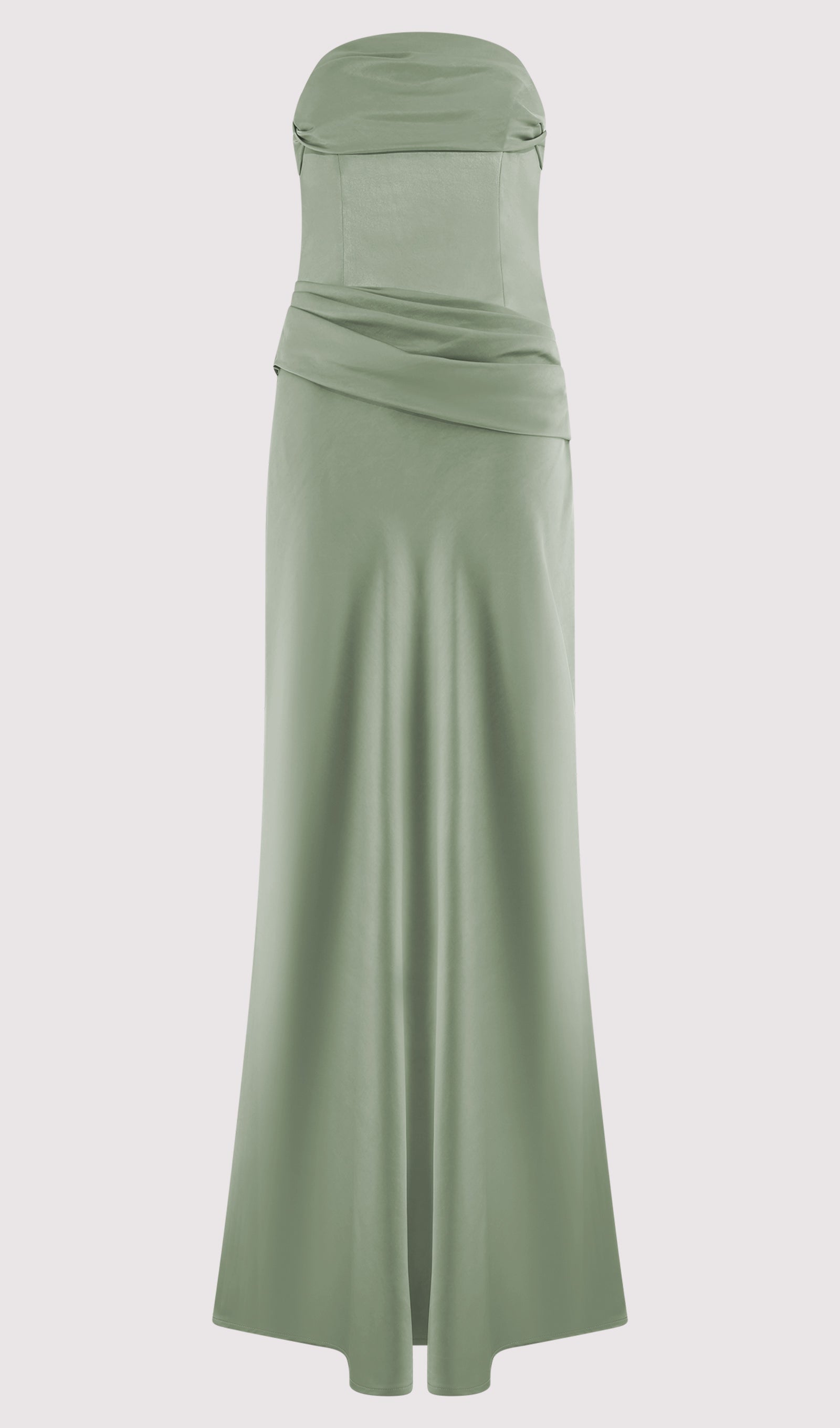 Strapless Satin Maxi Dress