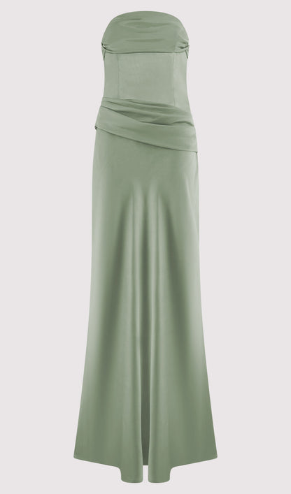 Strapless Satin Maxi Dress