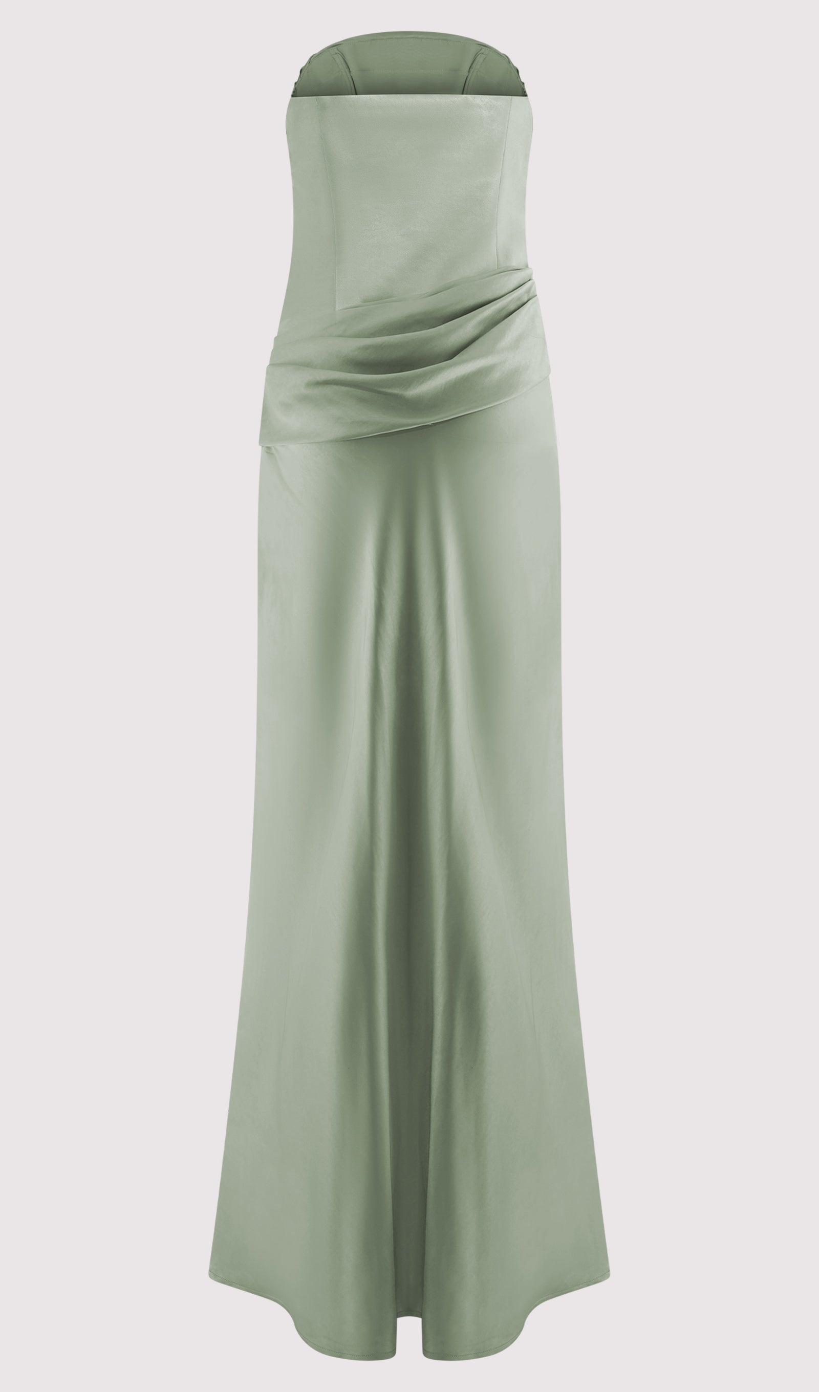 Strapless Satin Maxi Dress