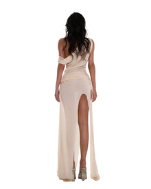 One-Shoulder Knot-Detail Waist-Knot Multi-Slit Bodycon Dress