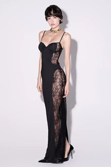 Spaghetti Strap Lace Panel Dress
