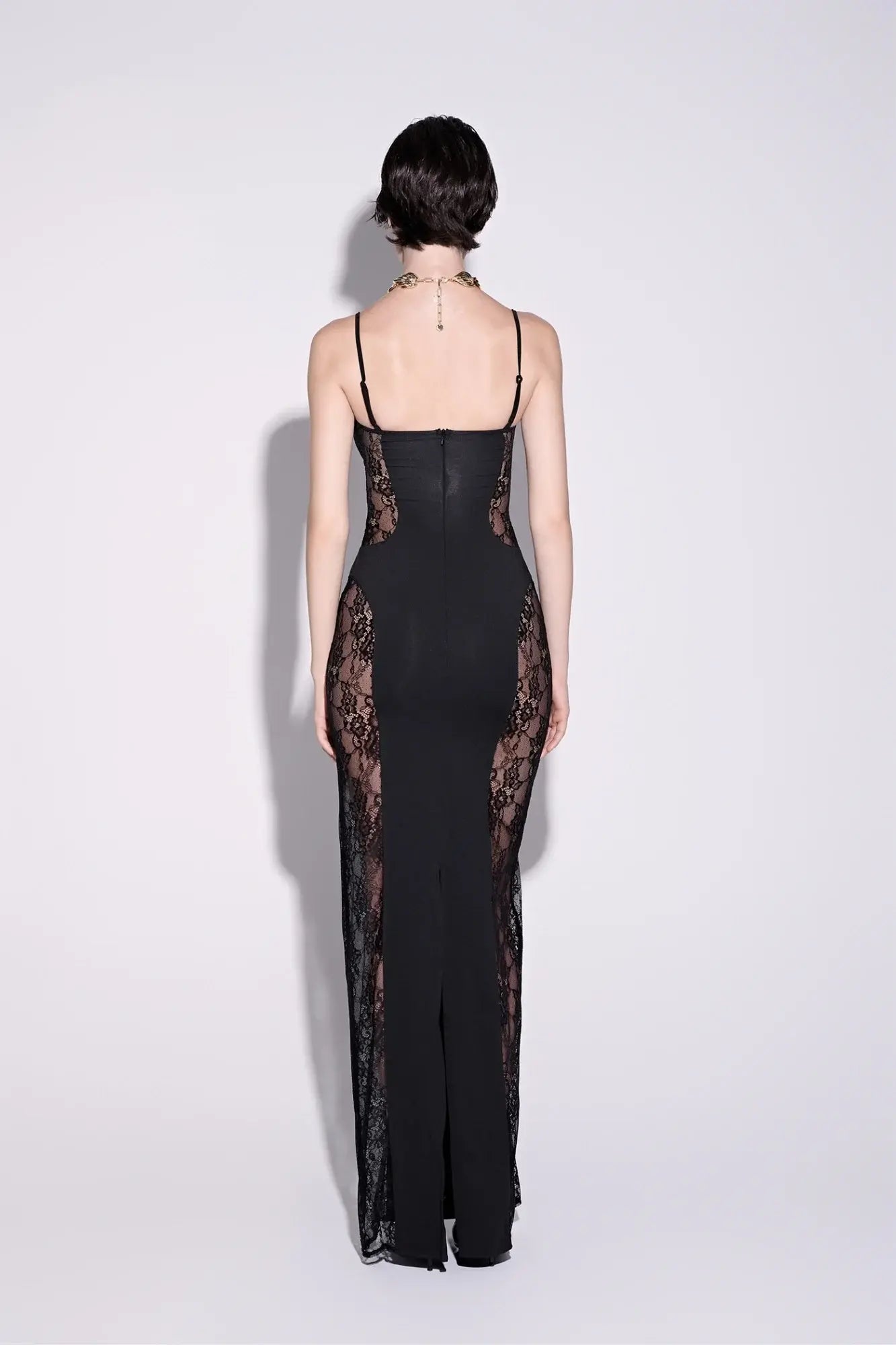 Spaghetti Strap Lace Panel Dress