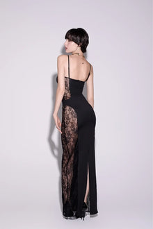 Spaghetti Strap Lace Panel Dress