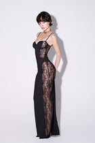 Spaghetti Strap Lace Panel Dress