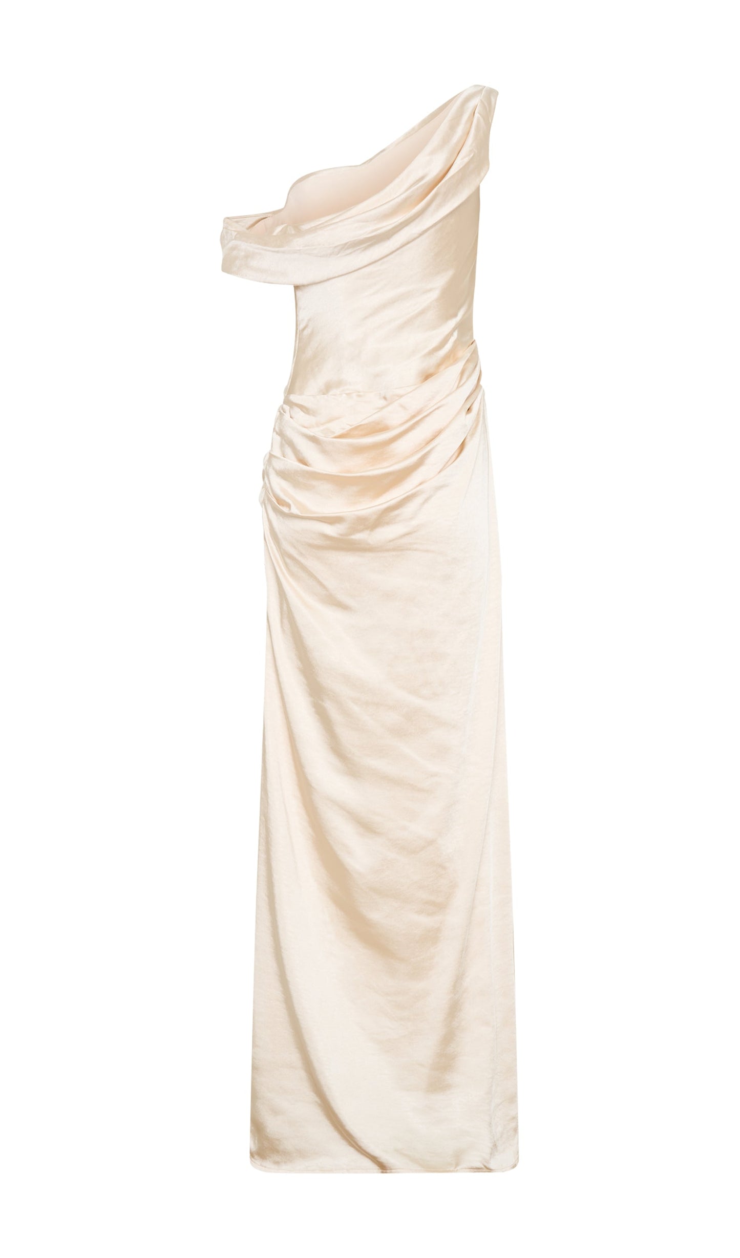 Off Shoulder Satin Maxi Dress