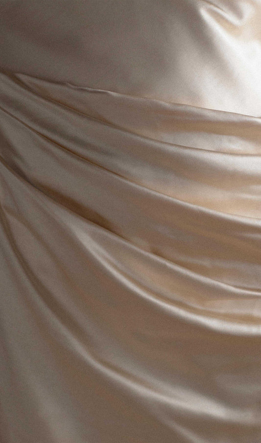 Off Shoulder Satin Maxi Dress
