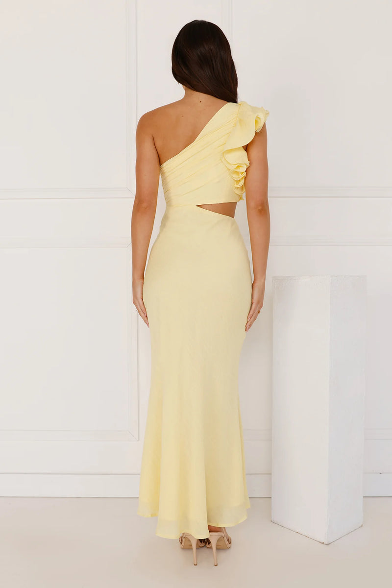 One Shoulder Maxi Dress Yellow