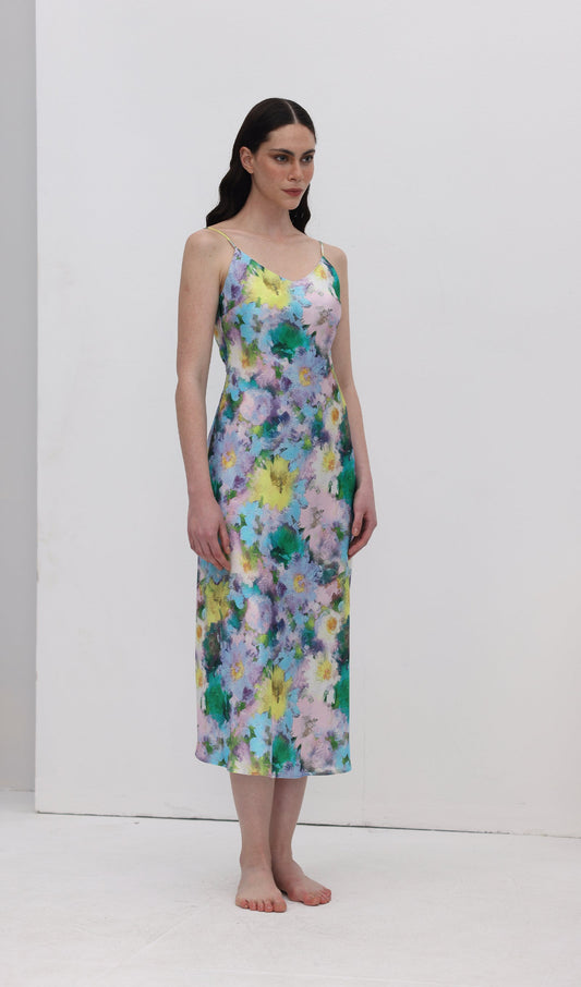 Flower Print Slip Midi Dress