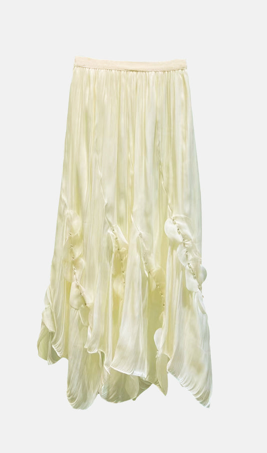 Solid Draped Midi Skirt
