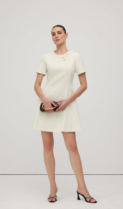 Crepe With Bow Detail Mini Dress