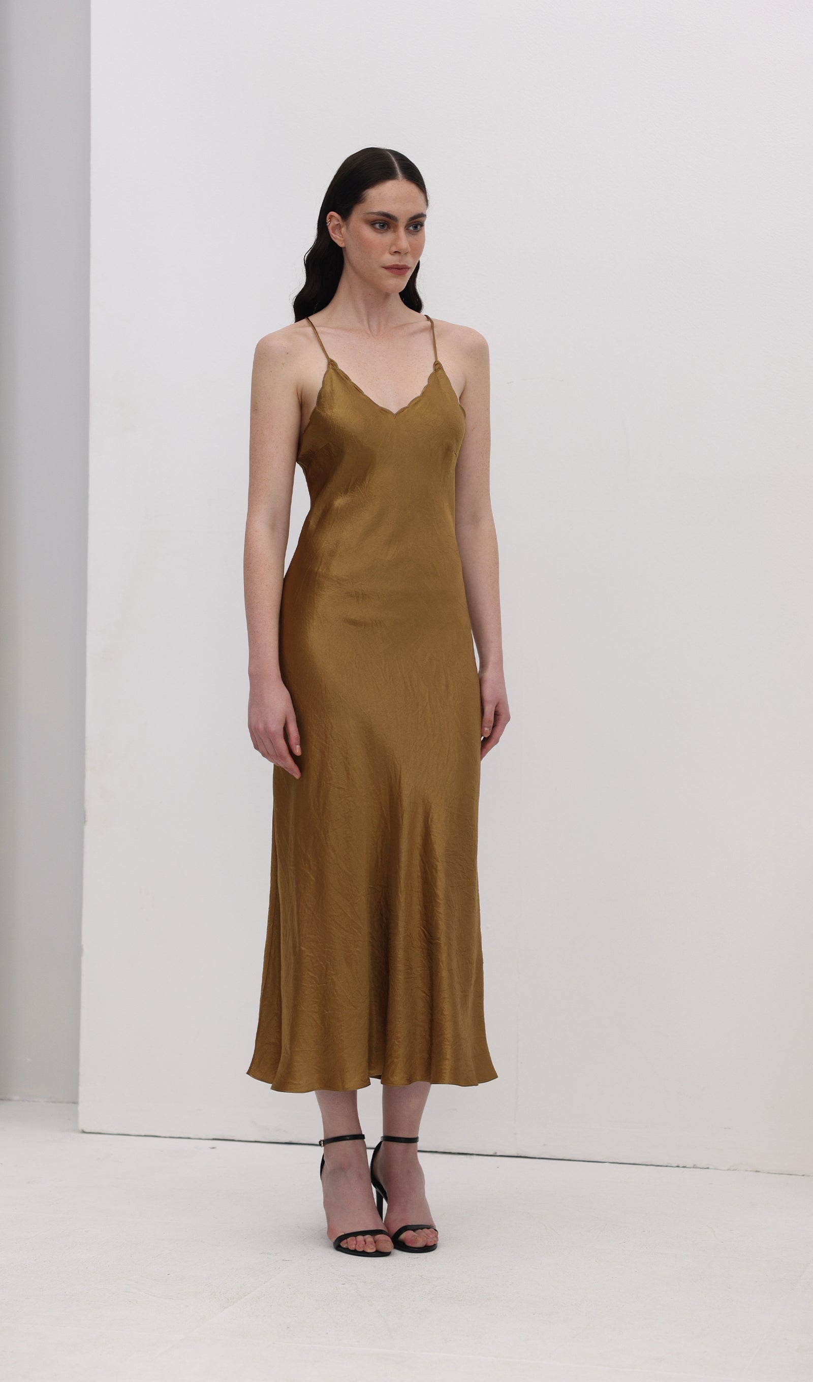 Acetate Sling Midi Dress