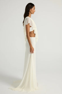 Chiffon V-Neck Ruffle Top and Maxi Skirt Two-Piece Set