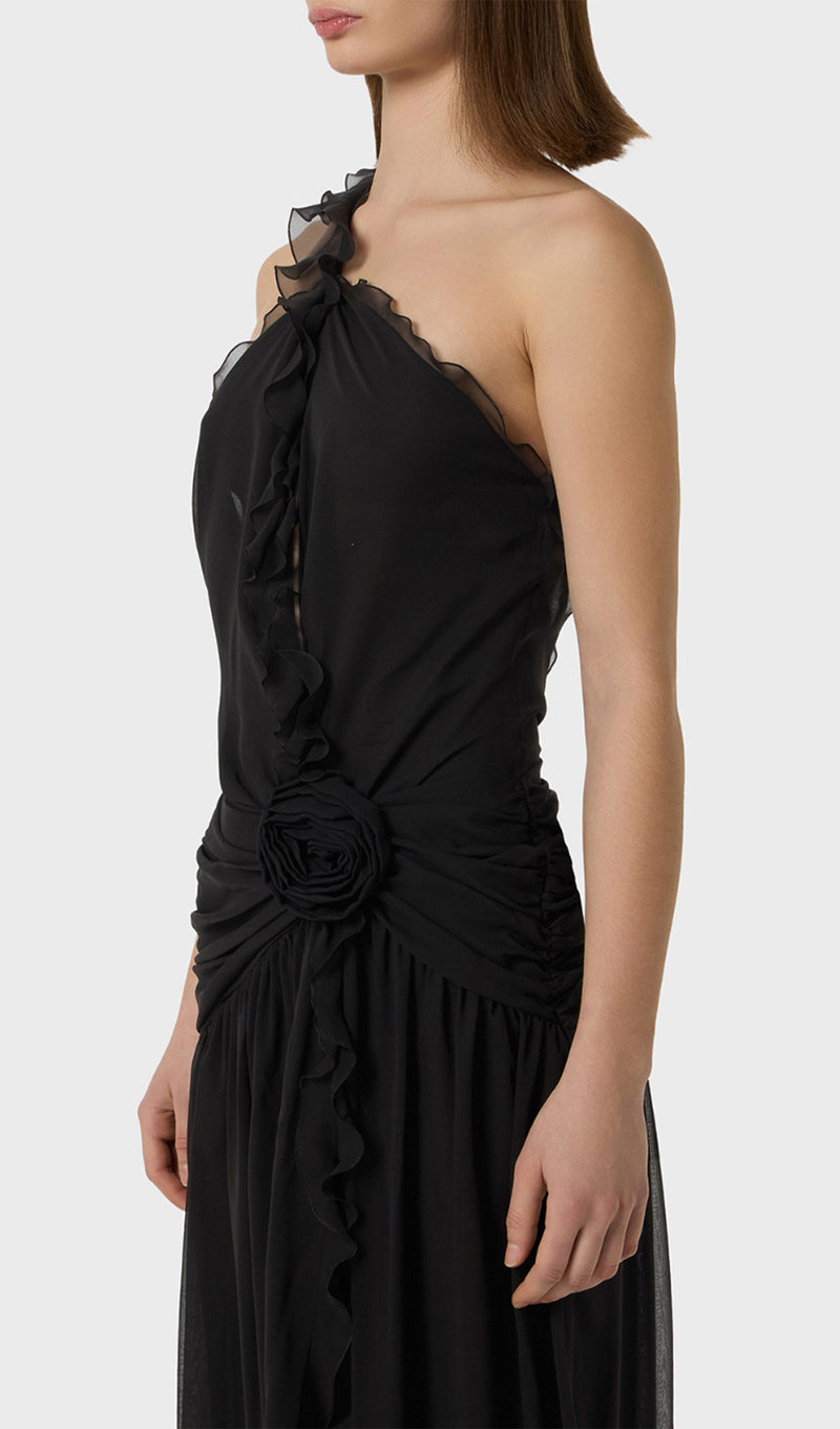 One Shoulder Ruffled Maxi Dress