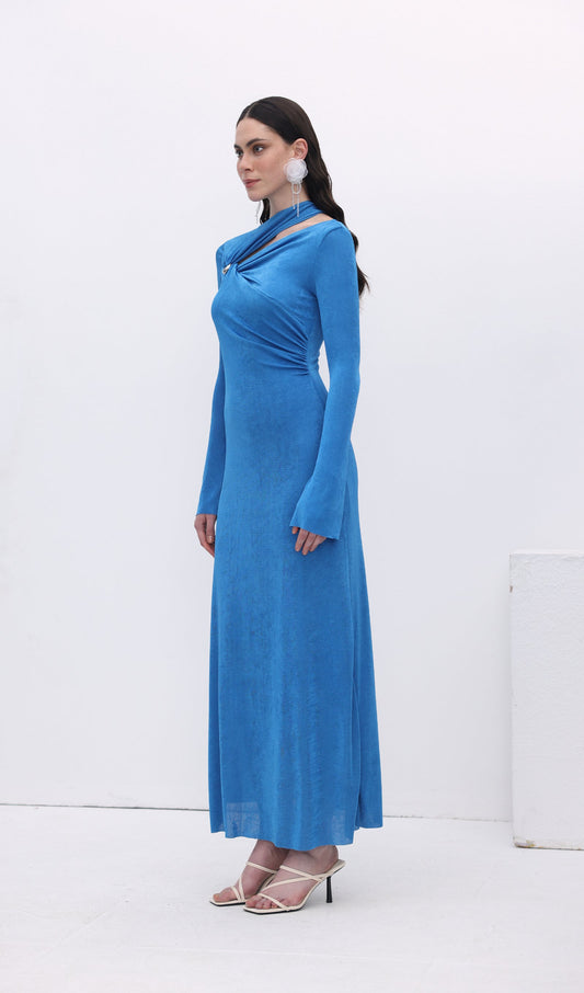 Hollow Out Metallic Decor Maxi Dress