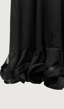 Ruffled Chiffon Maxi Skirt Black