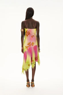 Hand-Beaded Ombre-Dyed Chiffon Spaghetti Strap Dress
