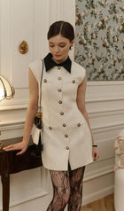 Tweed Contrast Collar Mini Dress