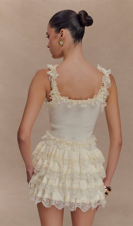 Lace Ruffle Mini Skirt