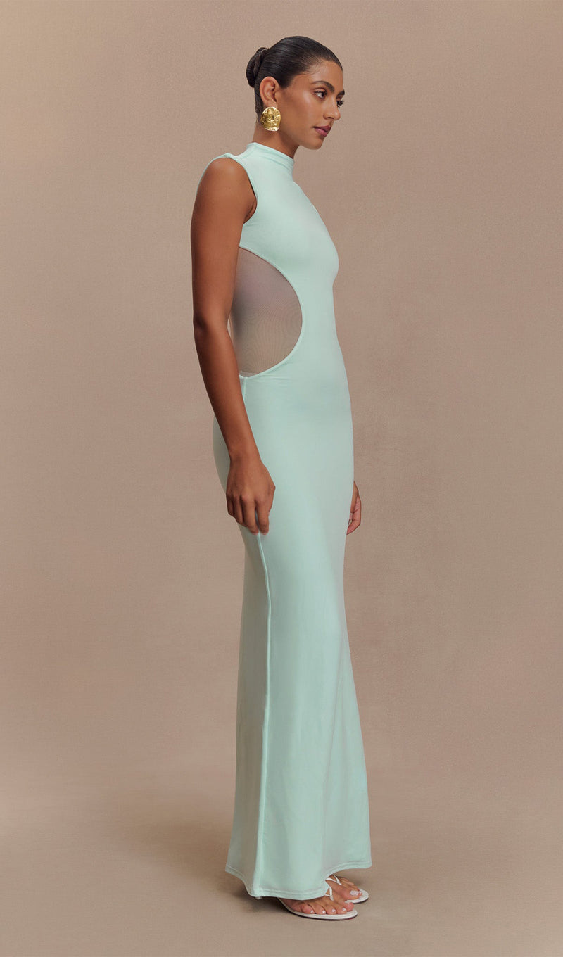 Slinky And Mesh Maxi Dress