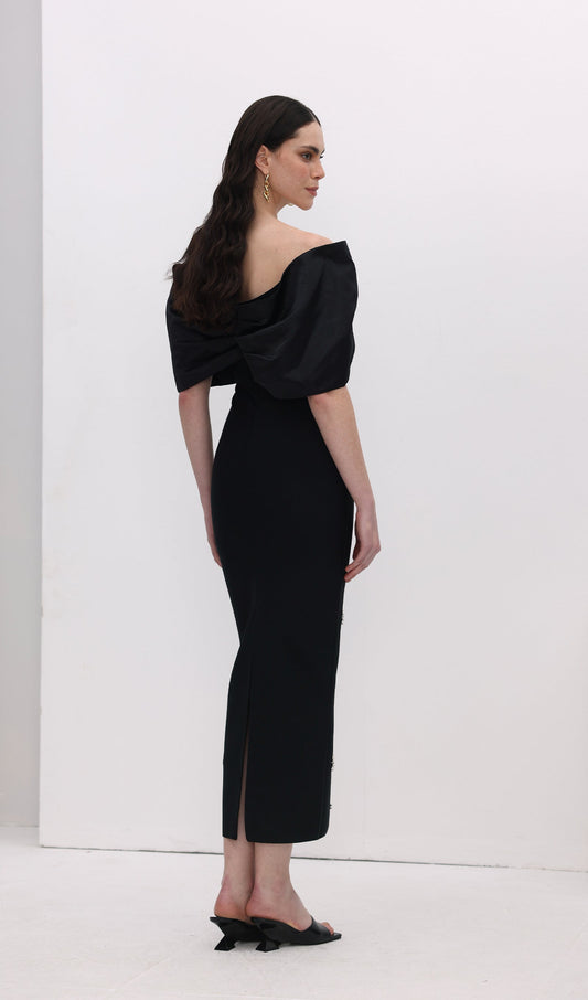Off Shoulder Diamond Midi Dress