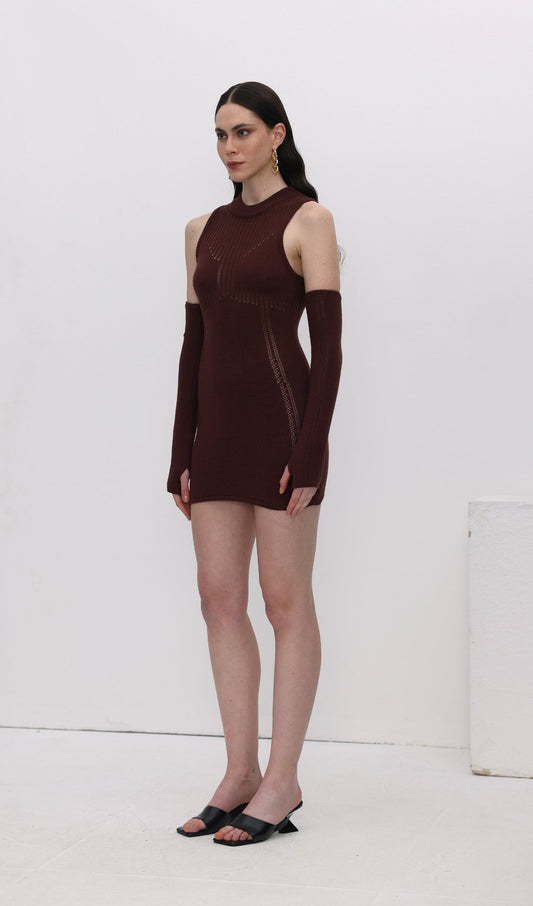Stretchy Mini Knit Dress Included Sleeves