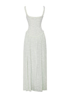 Ulissa Square Neck Jacquard Textured High Slit Maxi Dress
