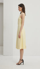 Pleated Split Midi Dress