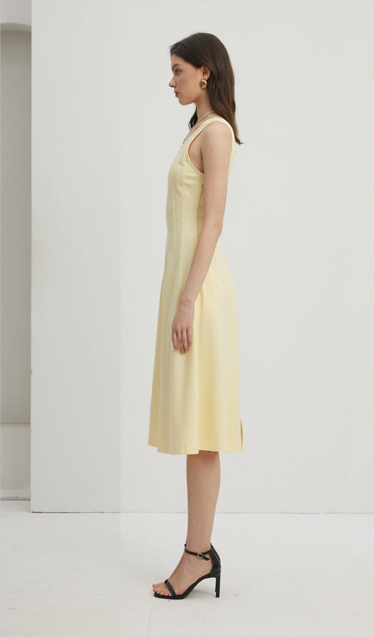 Pleated Split Midi Dress