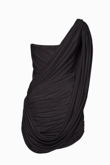 One-Shoulder Bandeau-Style Ruched Mini Evening Dress