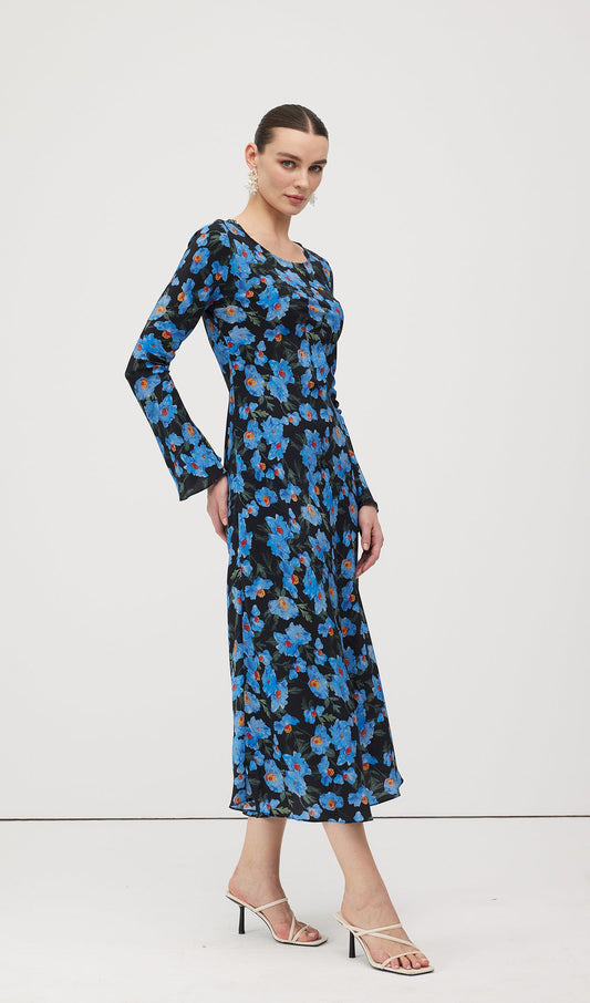 Floral Print Silk Midi Dress