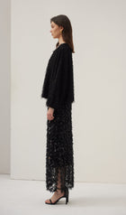 Black Feather Midi Skirt