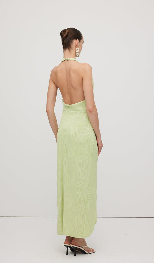 Solid Ribbed Halter Maxi Dress