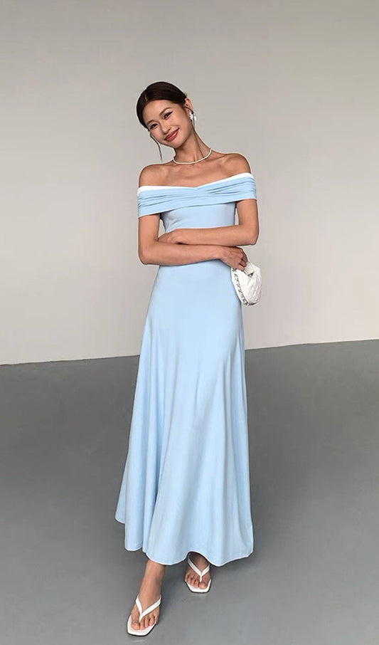 Solid Off Shoulder Midi Dress