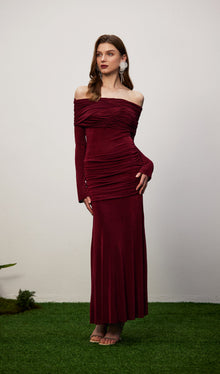 Jersey Draped Off-shoulder Maxi Dress
