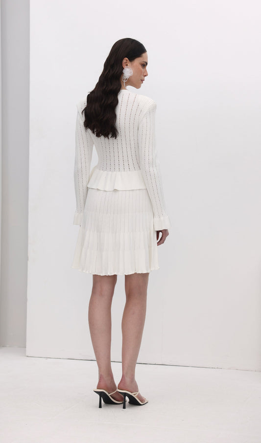 Hollow Ruffle Knite Mini Dress