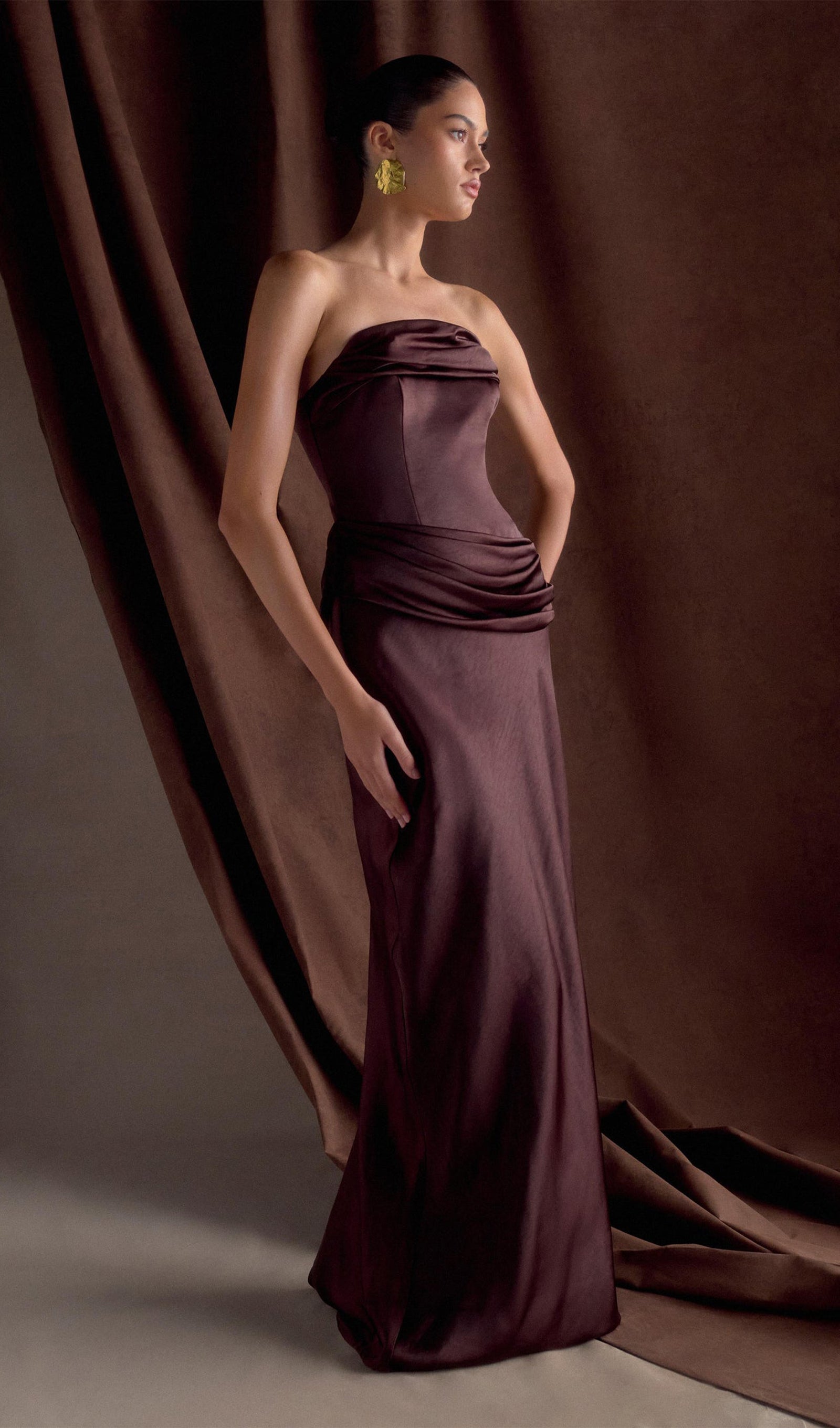 Strapless Satin Maxi Dress