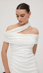 Asymmetric Off Shoulder Midi Dress