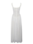 Ulissa Square Neck Jacquard Textured High Slit Maxi Dress