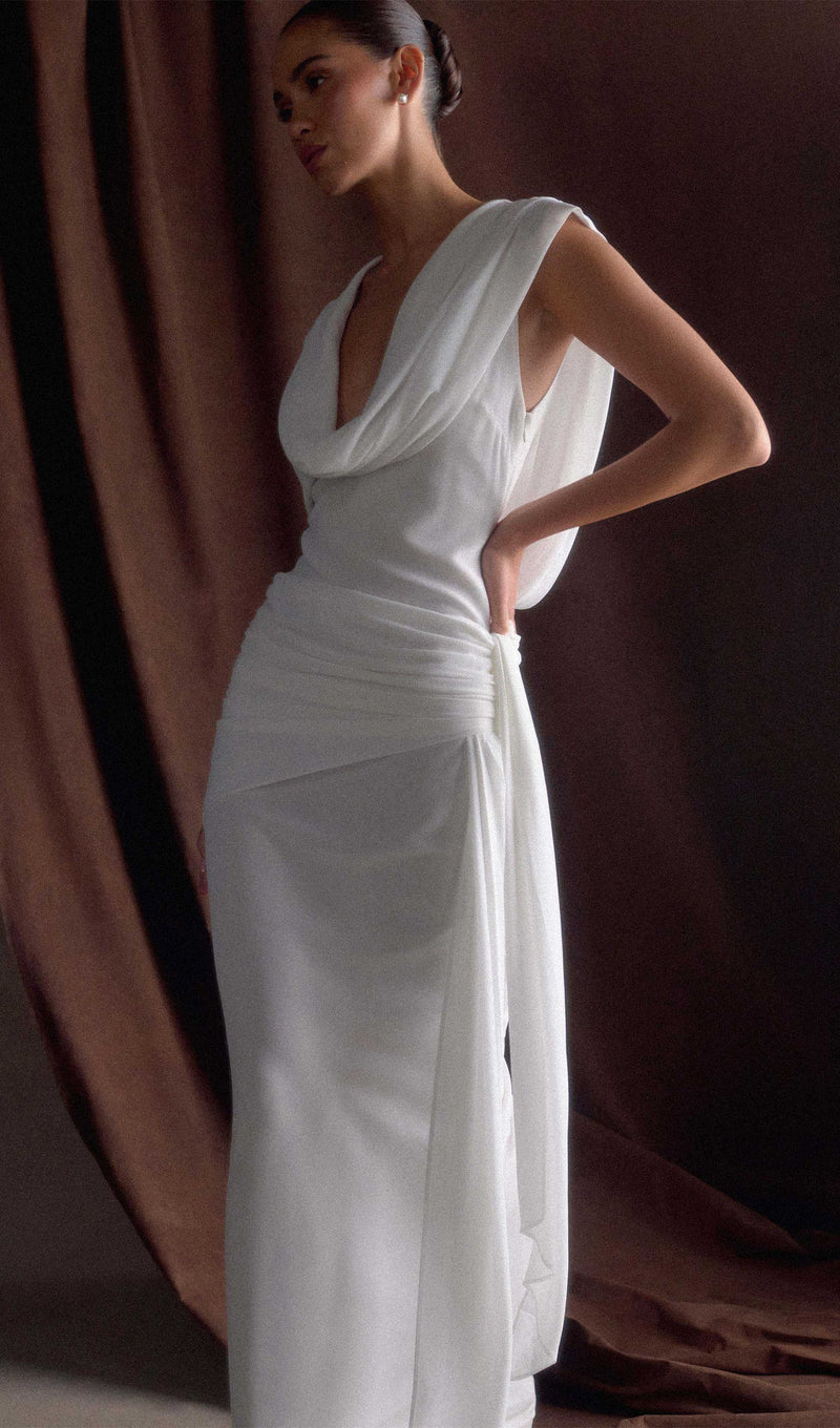 Chiffon Draped Maxi Dress