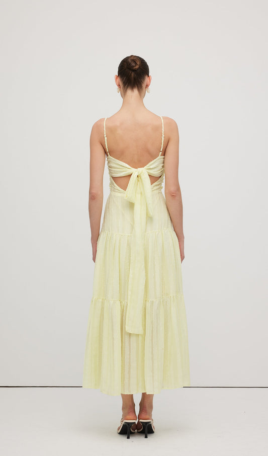 Pleated Backless Tiered Cami Midi Dress