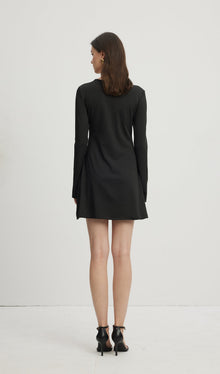 Hollow Out Mini Dress Black