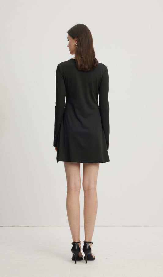 Hollow Out Mini Dress Black