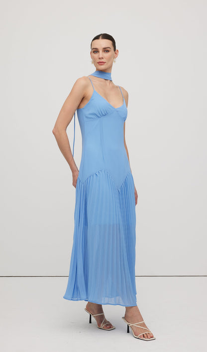Plunge Front Ruffled Hem Midi Dress