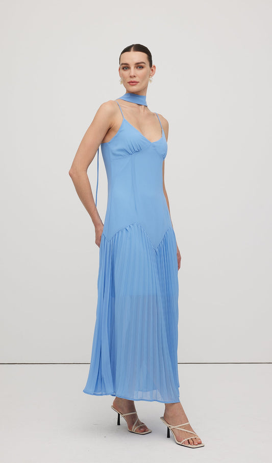Plunge Front Ruffled Hem Midi Dress