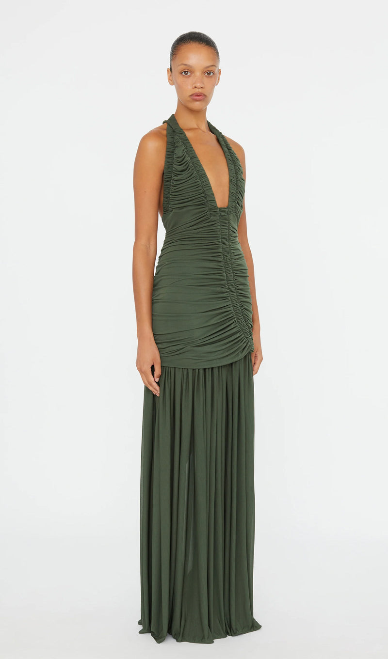 Plunging V Neckline Racerback Maxi Dress