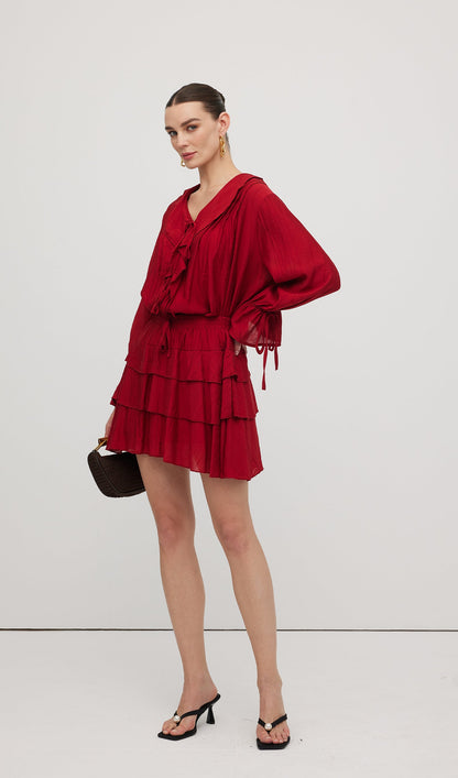 Ruffled Layered Mini Skirt Two Piece Sets