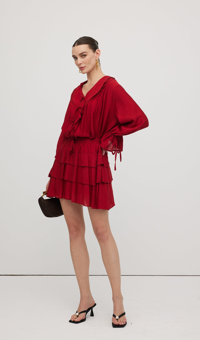 Ruffled Layered Mini Skirt Two Piece Sets